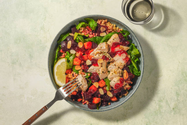 Sour Cherry Chicken on Jewelled Pearl Couscous