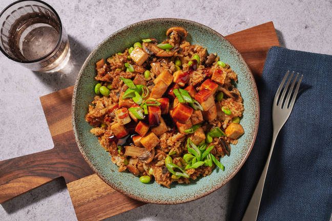 XO Glazed Tofu & Mushroom Fried Rice