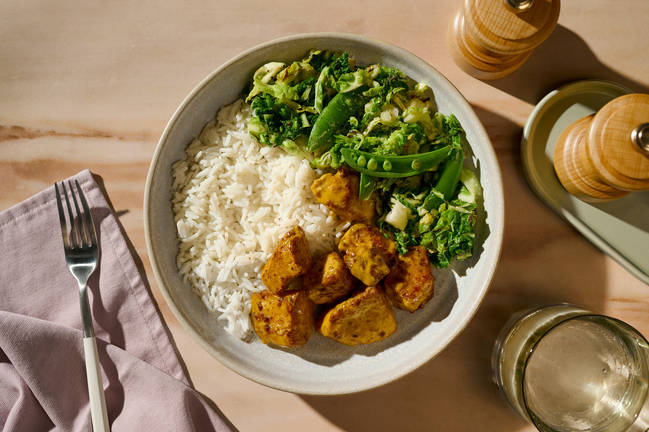 Sticky Amarillo Spiced Tofu Rice Bowl