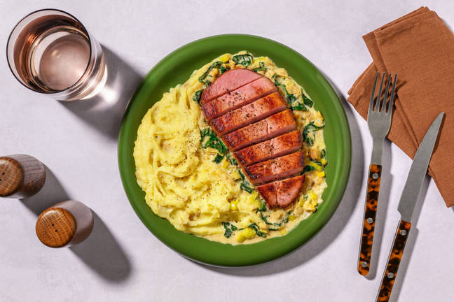 Pan-Fried Gammon Steaks and Cheesy Leek Sauce