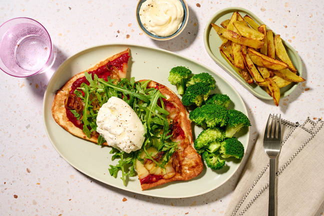 Super Cheesy Burrata and Harissa Naanizza