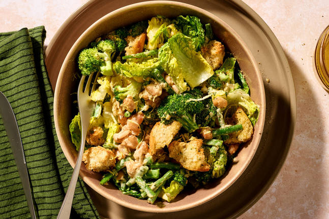 Crispy Butter Bean Veggie 'Caesar' Salad