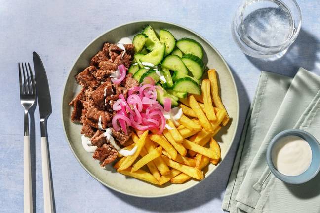 Döner-Teller mit knusprigem Hack vom Weiderind