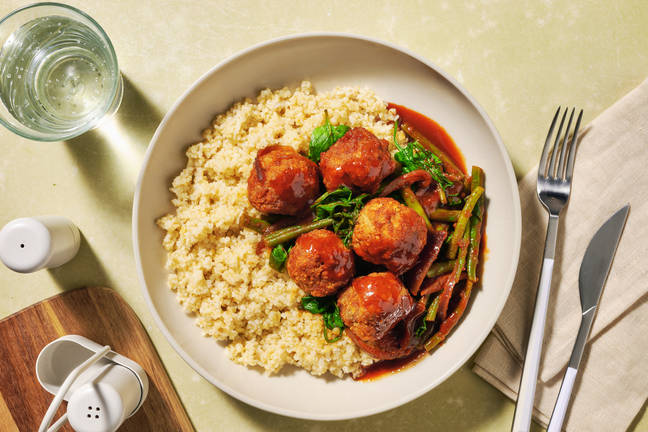 Middle Eastern Style Lamb Meatballs in Cherry Sauce