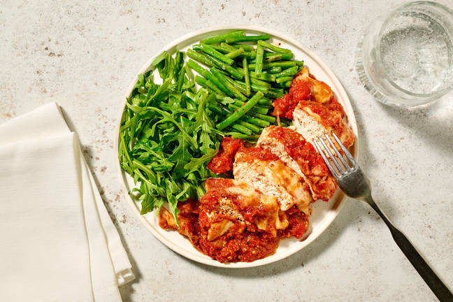 Hähnchen Parmigiana mit Knoblauch-Butter-Bohnen