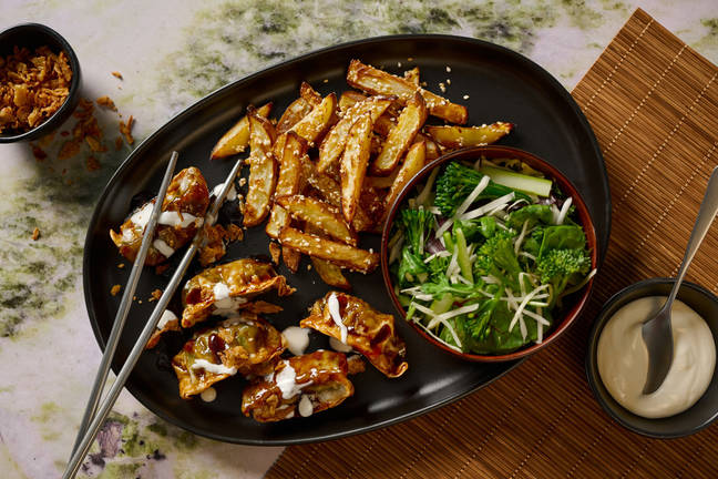 Teriyaki Glazed Crispy Veggie Gyozas