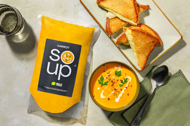Carrot Soup and Double Cheese Toastie