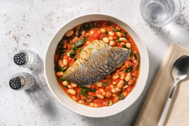 Tilapia auf Cannellini-Bohnen-Eintopf