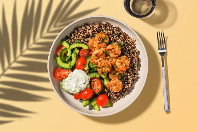 Bowl mit würzigen Garnelen & Quinoa