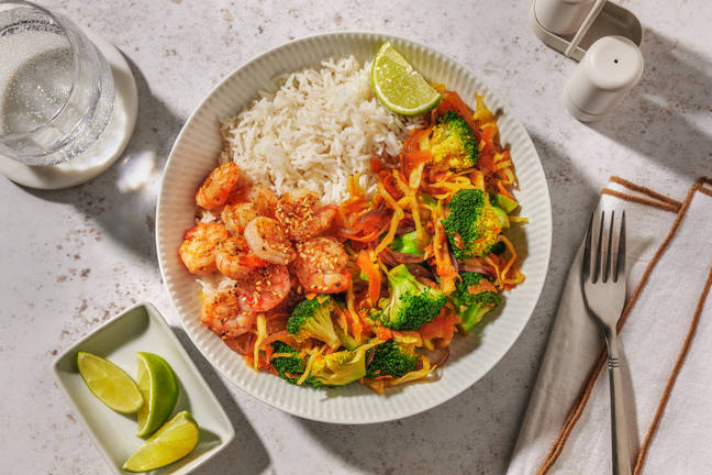 Stirfry mit Sesam-Garnelen
