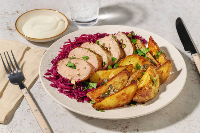 Schweinemedaillon mit Rotkohl