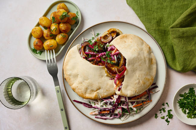 Pitas au portobello poêlé sauce BBQ & aïoli