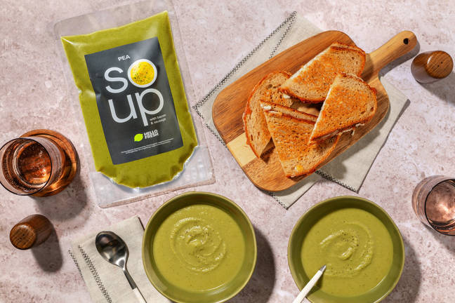 Pea Soup with Bacon and Greek Cheese Toastie