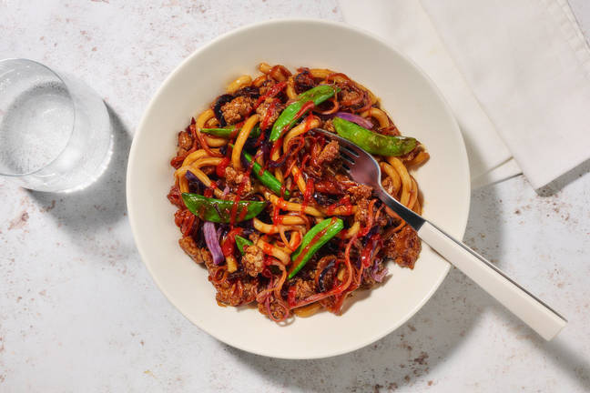 One Pan Ginger Hoisin Pork Udon