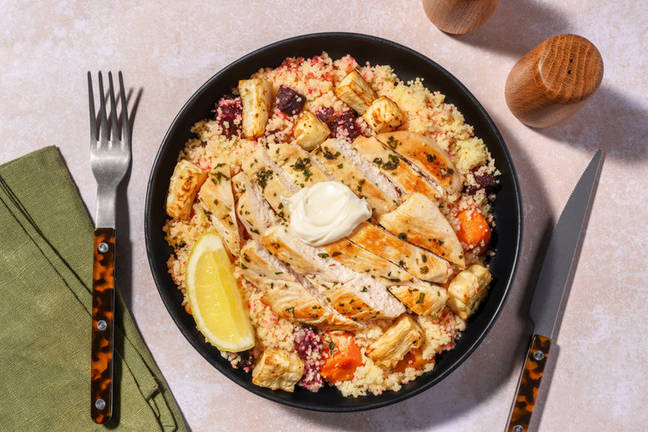 Garlicky Herb Chicken & Roast Veg Couscous