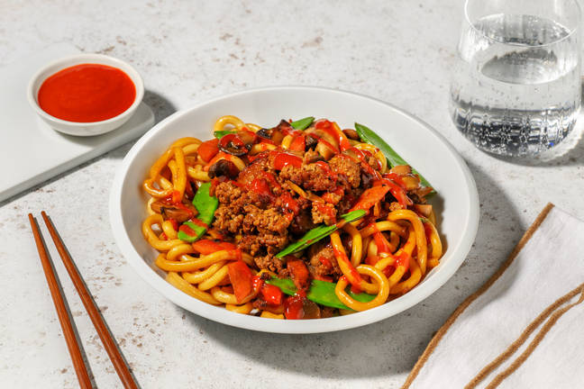 One Pan Hoisin Lamb Udon Noodle Stir-Fry