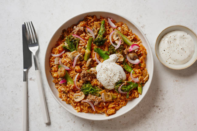 Cheat's Beef, Mushroom and Tenderstem® Biryani