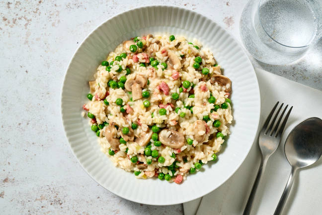 Stovetop Bacon, Mushroom and White Wine Risotto