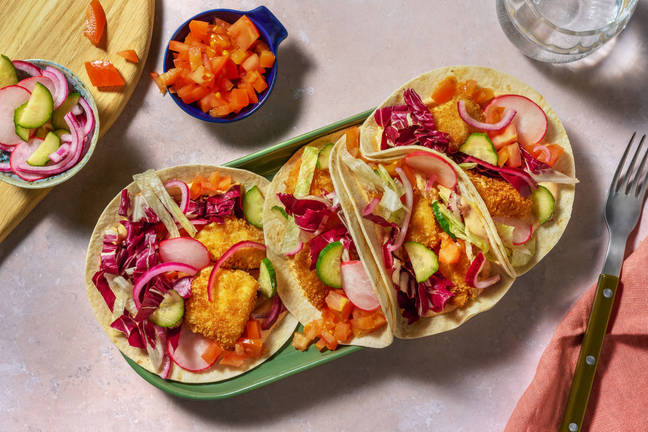 Taco's met krokant gebakken vis