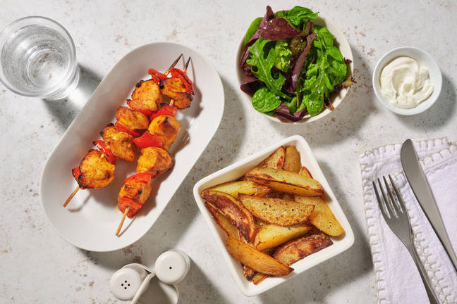 Korma Spiced Chicken and Pepper Skewers