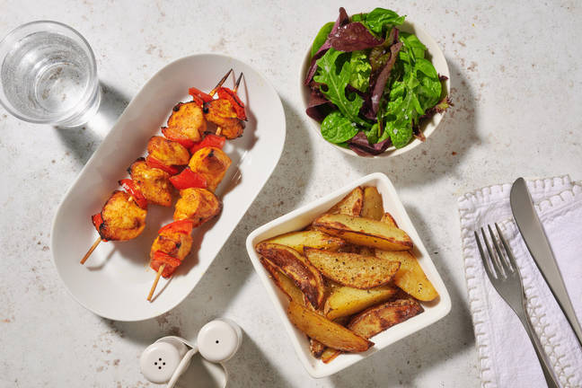 Korma Spiced Chicken and Pepper Skewers