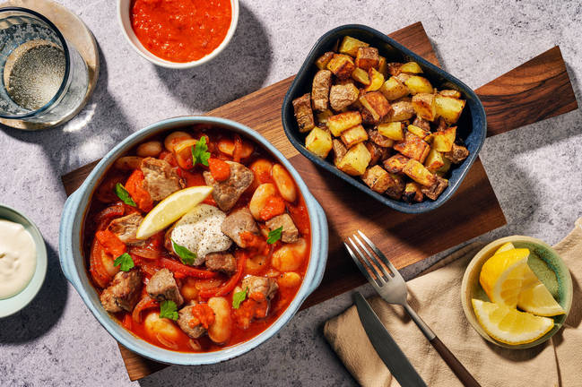 Mijoté de porc à l'espagnole aux haricots de Lima