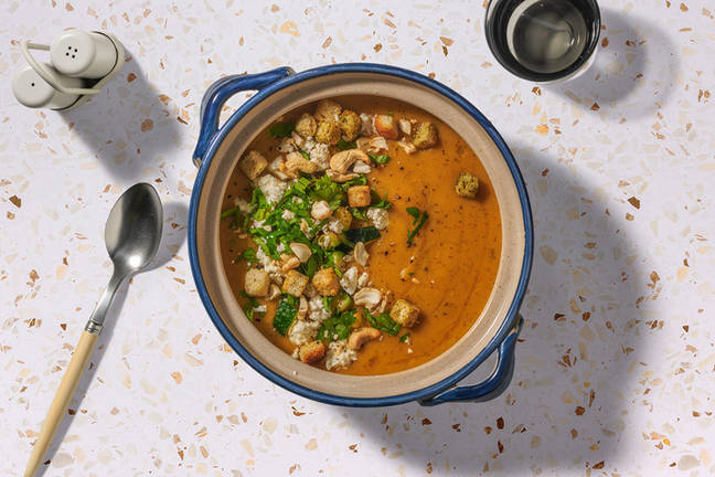 Soupe de patate douce & fromage à la grecque