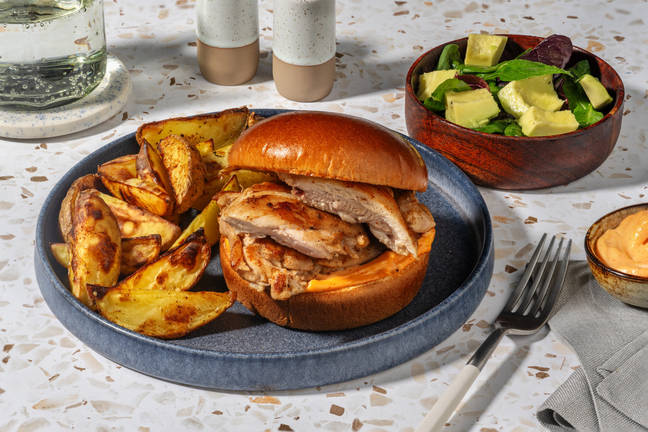 Peri Peri Chicken Burger and Wedges