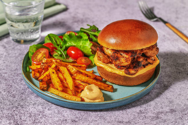 Peri Peri Chicken Burger and Wedges