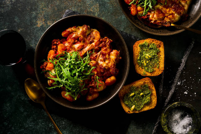 Ultimate Cheesy Beef & Bacon Bolognese Gnocchi Bake