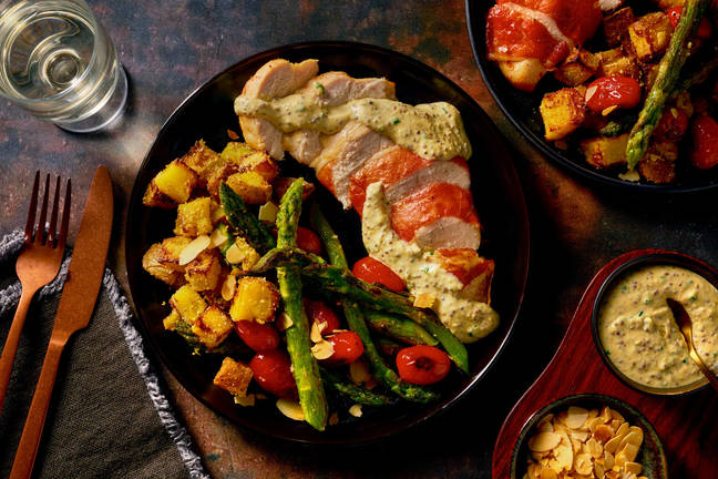 Serrano Wrapped Chicken and Cheesy Truffle Potatoes