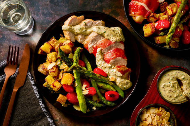 Serrano Wrapped Chicken and Cheesy Truffle Potatoes