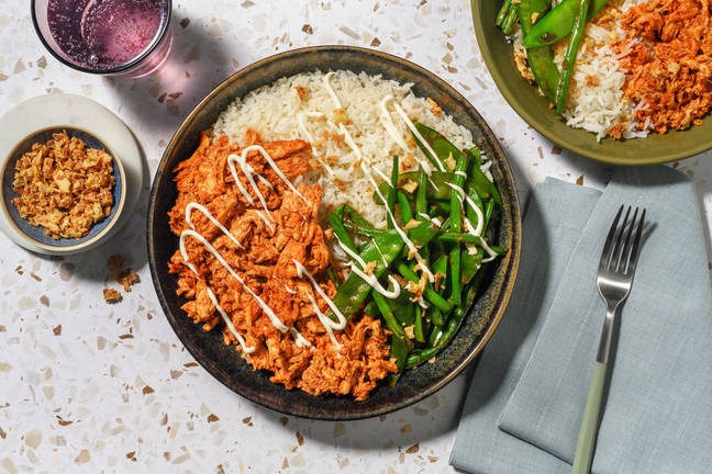 Honey Gochujang Pulled Chicken Rice Bowl