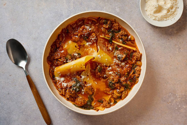 Super Quick Sausage Lasagne Soup