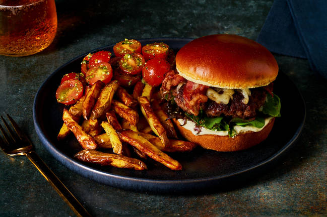 Crispy Bacon Beef Burger and Creamy Truffle Sauce