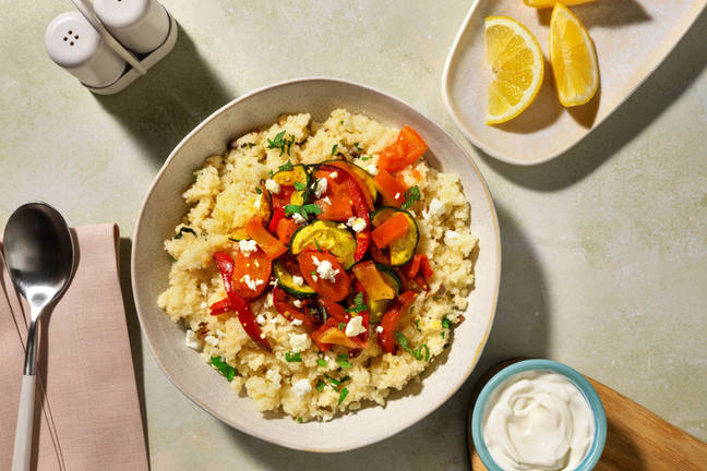 Couscous mit Dukkah-Ofengemüse und Hirtenkäse