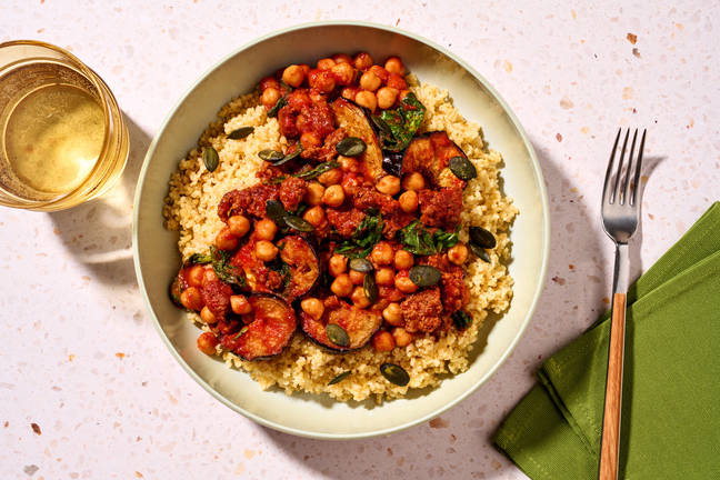 West African Style Beef and Chickpea Bulgur Bowl