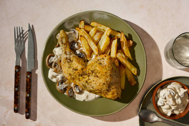 Hähnchen & Ofenkartoffeln an Sauce Poulette