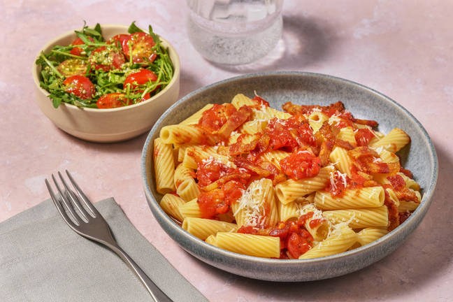 Guanciale auf Pasta all'Amatriciana