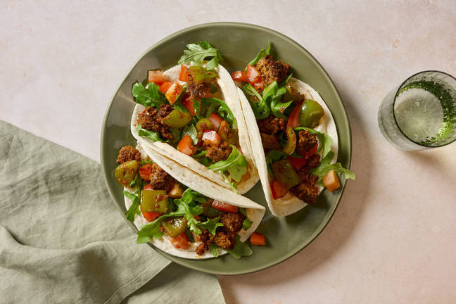 Indian Style Spiced Beef and Pepper Tacos