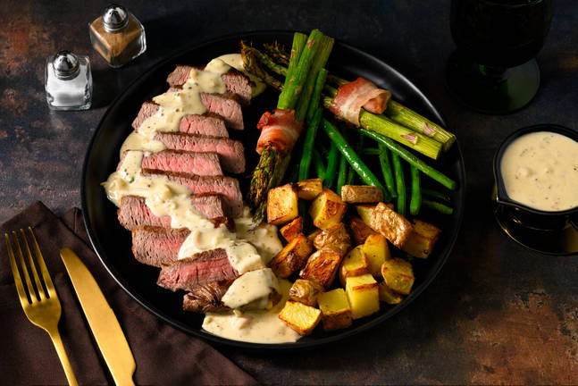 21 Day Aged Sirloin Steak and Peppercorn Sauce