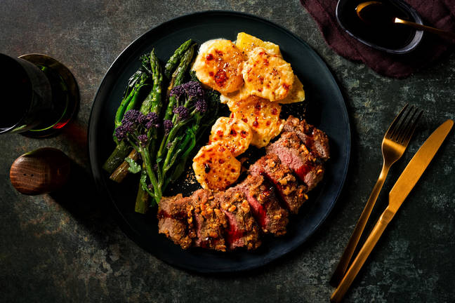Walnut Crusted Lamb Steak and Red Wine Jus