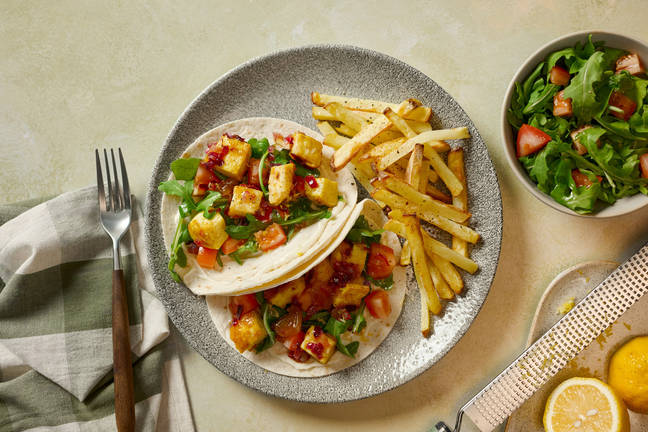 Sticky Spiced Mango Glazed Paneer Tacos