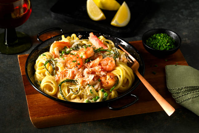Creamy Orkney Crab, Samphire and King Prawn Linguine