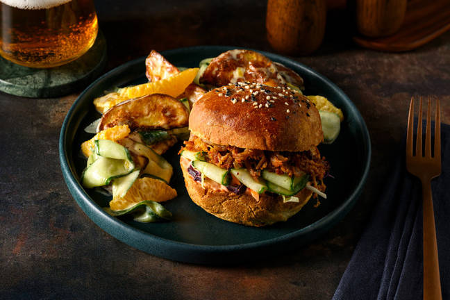 Pulled Chicken Sando with Ketchup & Slaw