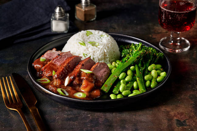 Crispy Spiced Duck in Rhubarb Hoisin Sauce