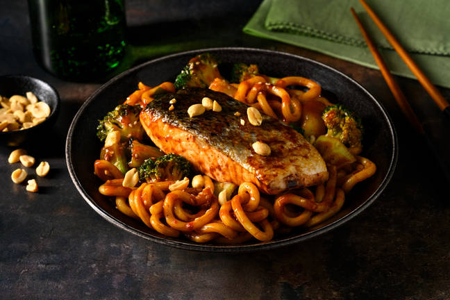 Zalmfilet met teriyakisaus en sesamnoedels