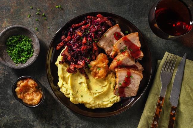 Bavarian Style Pork Belly and Homemade Apple Sauce