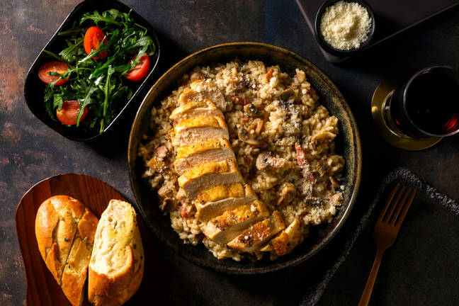 Oven-Baked Chicken, Bacon and Mushroom Risotto