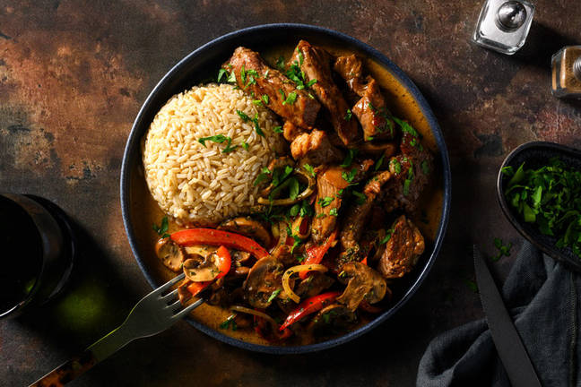 Steak Strips in Creamy Mushroom Sauce